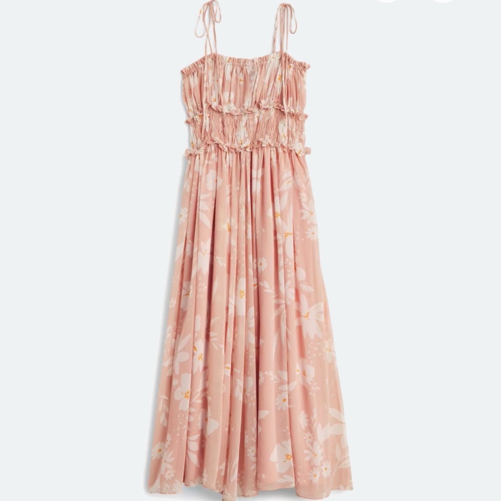 NWT En Saison Gabby Midi Dress Blush Floral Smocked Medium